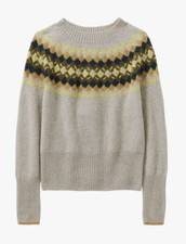 Toast l Fairisle Putty Print Sweater Jumper Yellow Virgin Wool S