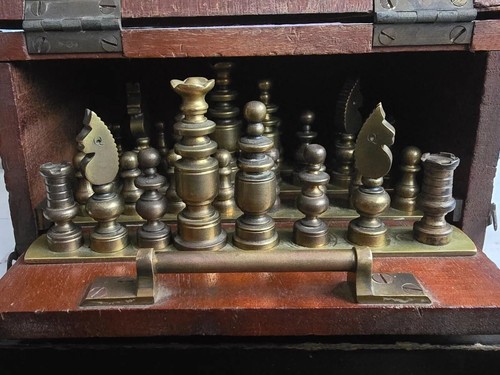 Antique campaign brass chess - campaign,
