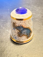 MAYFAIR EDITION FINE BONE CHINA THIMBLE -ELEPHANT - PURPLE GEMSTONE- RARE 