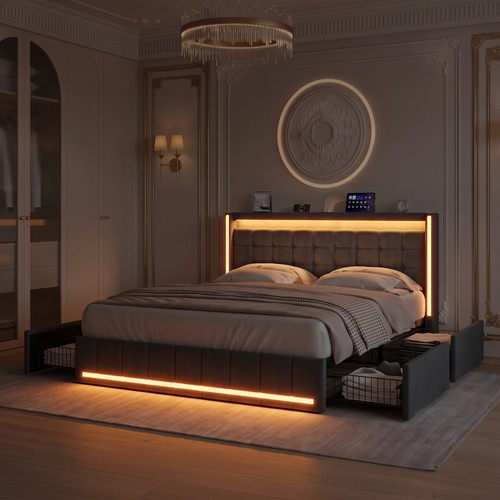 4ft6 double bed - led,