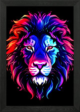 Colorful Lion Framed Wall Art