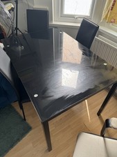 Glass/metal Dining Table Set With 4 Pu Leather Chair Seat Kitchen Room Furniture