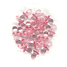 20 x Pink Dummy Charms Jewellery Crafts Baby Shower Favours Dummy Clips Clear