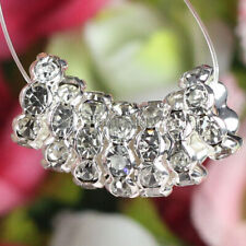 100pcs Silver Plated Crystal Rhinestone Wavy Rondelle Spacer Beads 4 6 8 10mm