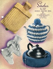 Sirdar 1597 Bottle Cover Bedsocks Tea Cosy Tea Pot Nest Vintage Knitting Pattern