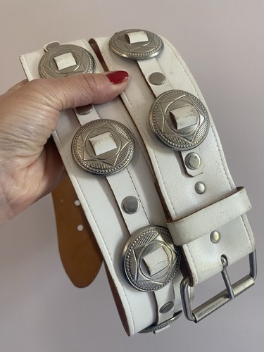 Vtg 80s chunky white leather - 80s,