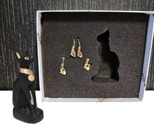 BASTET STATUE & GOLD PLATED JEWELLERY SET, EGYPTIAN CAT REPLICA CERTIFICATED