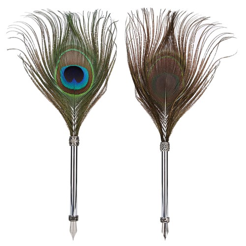 Vintage peacock feather quill - peacock,