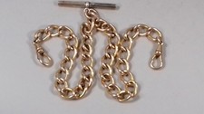 ANTIQUE ROLLED GOLD DOUBLE ALBERT FOB CHAIN SP 44 G VICTORIAN