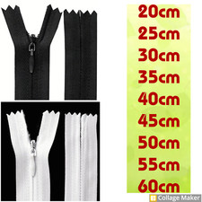 Zipper 20-60 cm concealed