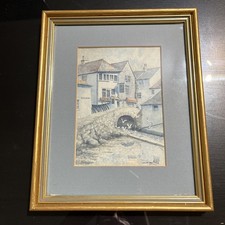 Sam Burden Print Of Watercolour - Polperro. Framed.