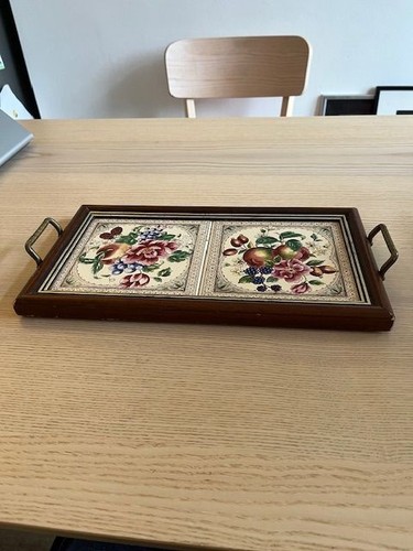 Vintage ceramic tile tray - vintage,