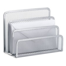 2 x Silver Mesh Letter Sorters - Mail Tray Desk Office Organiser