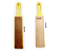 Double-Sided Leather Strop with Wooden Handle – Polishing and Sharpening Tool