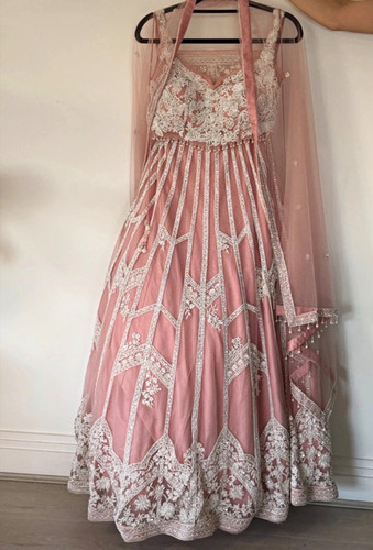 Light pink mongas - pink, lehenga