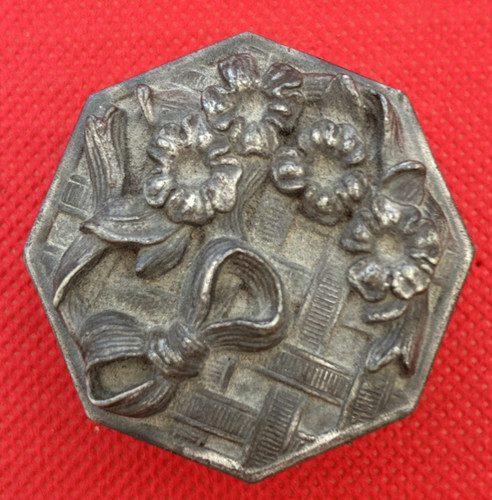 Vintage small pewter floral - vintage,
