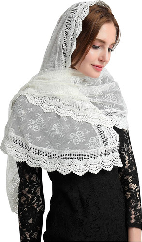 Soft scarf mantilla ivory lace - mantilla,