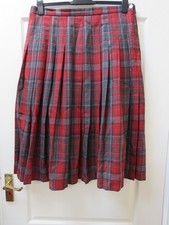Cotswold Collections Tartan Plaid Skirt Size 18 Red Wool Pleat Peter MacArthur