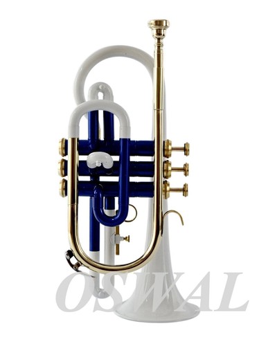 Cornet white blue brass - white,