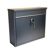 Mail Box Post Letter Box Wall Mounted Large Steel Lockable Black by Buckingham
