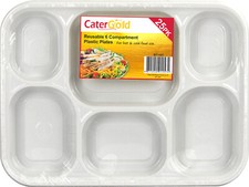 Plastic Plate 6 Compartment Reusable Plastic Tray Party Catering