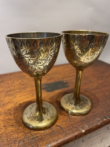 Brass wine goblets 5cm - wine,