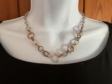 One Button multi coloured aged metal chain link glass rhinestone accent necklace