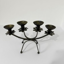 Vintage 90s Iron  Metal 4x  Candle Holder Gothic Boho Witchy Festive Handmade