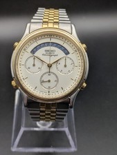 Seiko 7A34-7000 1987 Two Tone Chronograph - NEW GLASS/BATTERY