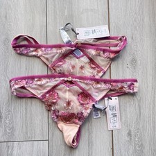 2 x M&S ROSIE AUTOGRAPH CAMELIA THONG KNICKERS SIZE 14 EMBROIDERED SPARKLE BERRY