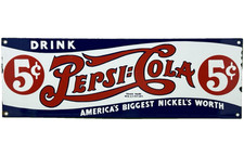 VINTAGE PEPSI COLA PORCELAIN SIGN GAS STATION BOTTLE COKE COCA DEW A & W OIL