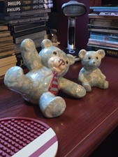 Pair of Vintage Global Studios Cornwall Ceramic Teddy Bear ornaments