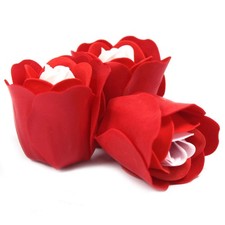 3 Soap Flower Heart Box Red