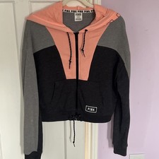 Pink (Victoria Secrets) Full Zip Hoodie Top Greys Apricot Size Medium Chest 40”