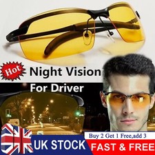 Night Driving Glasses HD Anti Glare Vision Polarized Yellow Lens Tinted Unisexs