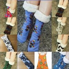 Women's Adult Slipper Socks Warm Fuzzy Non-Slip Winter Socks for Cold Weather