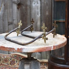 Antique English Brass Salvaged Church Pew End Handles Reclaimed Towel Rail Rack