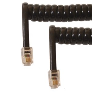Coiled handset cord black - coiled,
