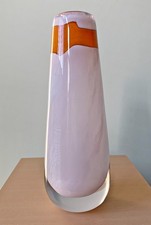 MEGA RARE Wedgwood / Kings Lynn studio glass vase Stennett-Willson White/Orange