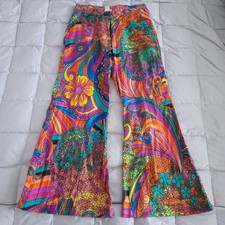 Vintage low rise wide flares cotton trousers 70s pattern size 10 to 12