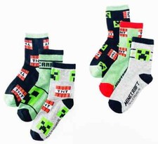3 pairs Boys Kids Children Child Minecraft Cotton Socks Size UK 9-5.5 EU. 27-38 