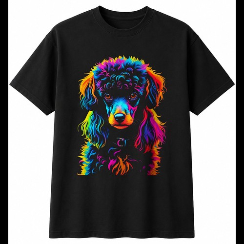 Neon miniature poodle portrait - poodle,