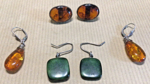 Two pairs amber earrings - amber, a