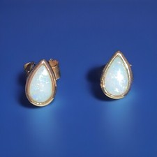 9ct Gold Opal Teardrop Earrings