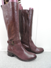 BERTIE Burgundy Leather Knee High Boots -  Size 6 UK (39 EU)- Thames Hospice