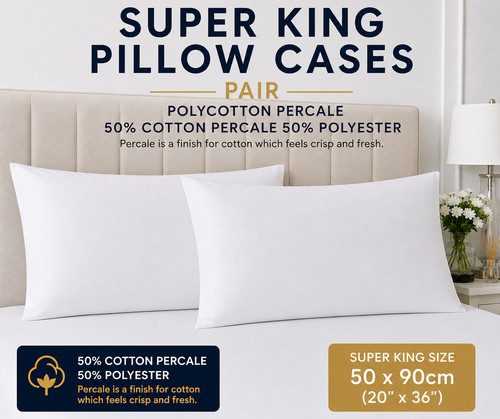 Super king pillow cases white - super,