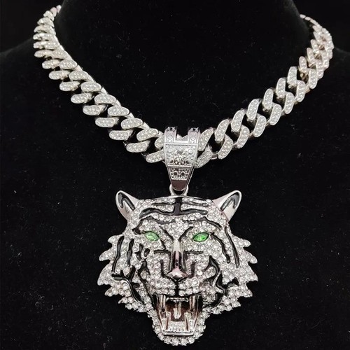 Hip hop iced tiger pendant - iced,