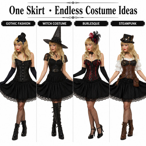 Black lace skirt women - black,