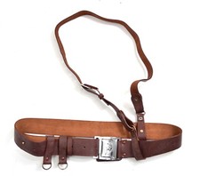 Military Issue Sam Browne Belt Complete With Cross Strap Genuine Leather Ex Army