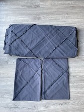 Superking Navy Washed Tuft 100% Cotton Duvet Set